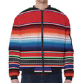 Vintage Mexican Serape Pattern Print Zip Sleeve Bomber Jacket