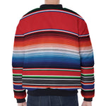 Vintage Mexican Serape Pattern Print Zip Sleeve Bomber Jacket