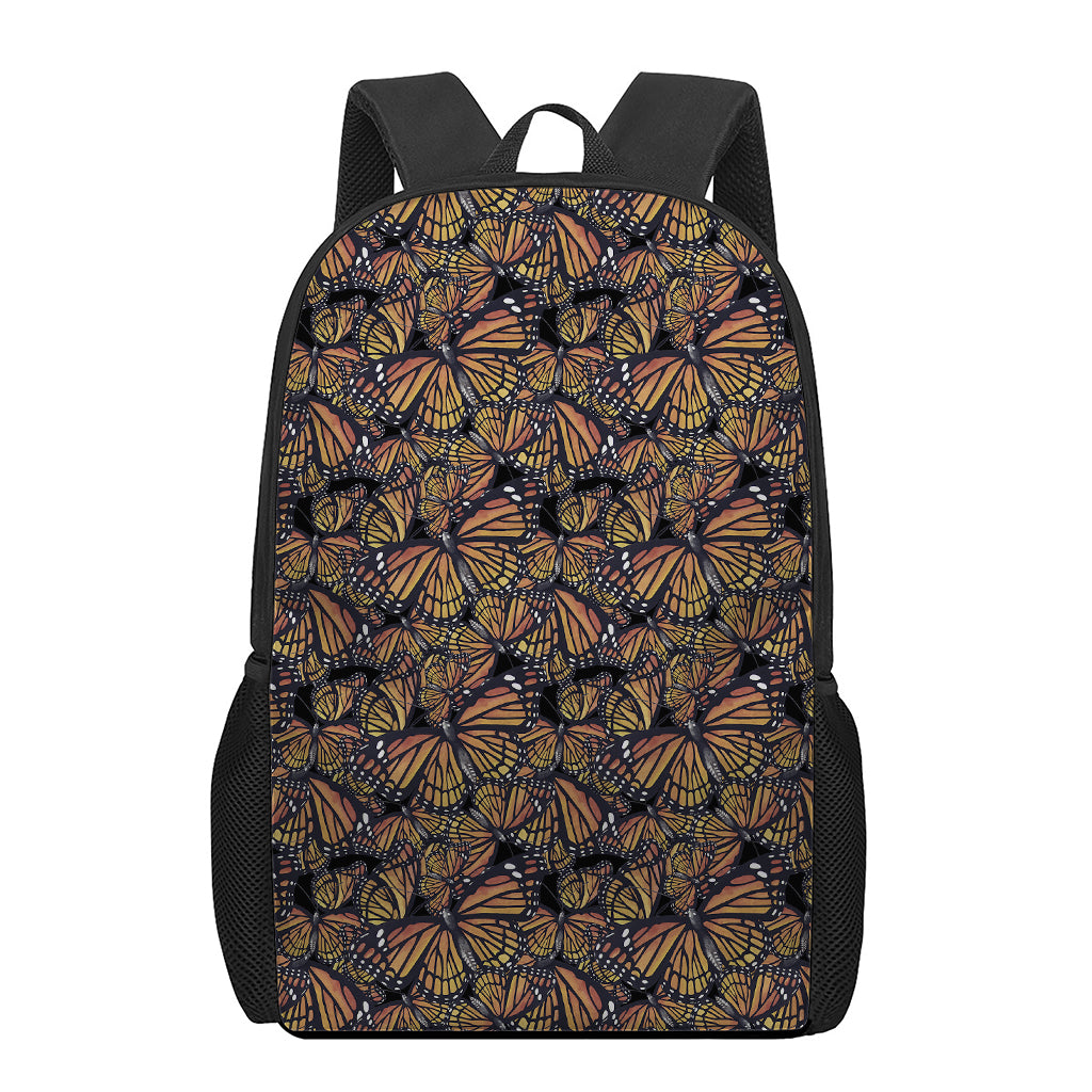Vintage Monarch Butterfly Pattern Print 17 Inch Backpack