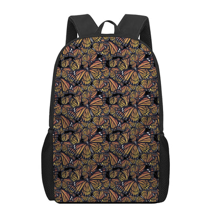 Vintage Monarch Butterfly Pattern Print 17 Inch Backpack