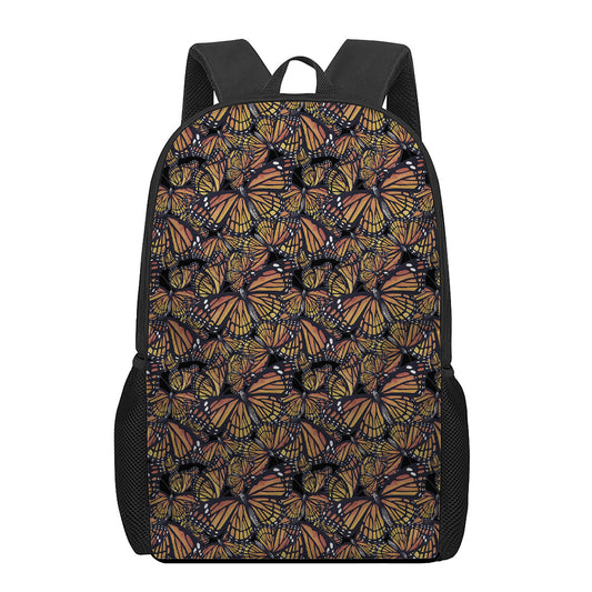 Vintage Monarch Butterfly Pattern Print 17 Inch Backpack