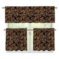 Vintage Monarch Butterfly Pattern Print 3 Piece Kitchen Curtains