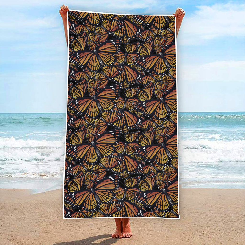 Vintage Monarch Butterfly Pattern Print Beach Towel