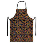 Vintage Monarch Butterfly Pattern Print Bib Apron With Pocket