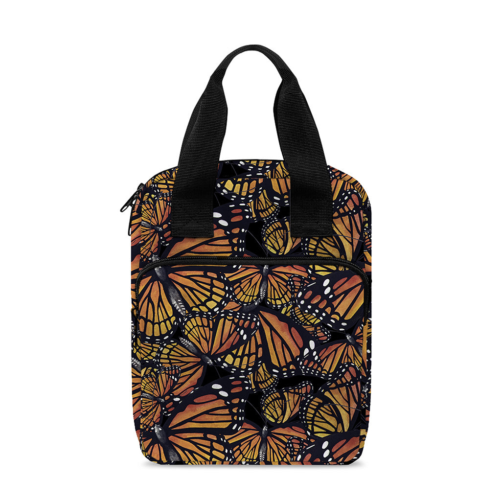 Vintage Monarch Butterfly Pattern Print Bible Tote Bag