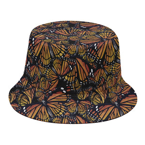 Vintage Monarch Butterfly Pattern Print Bucket Hat