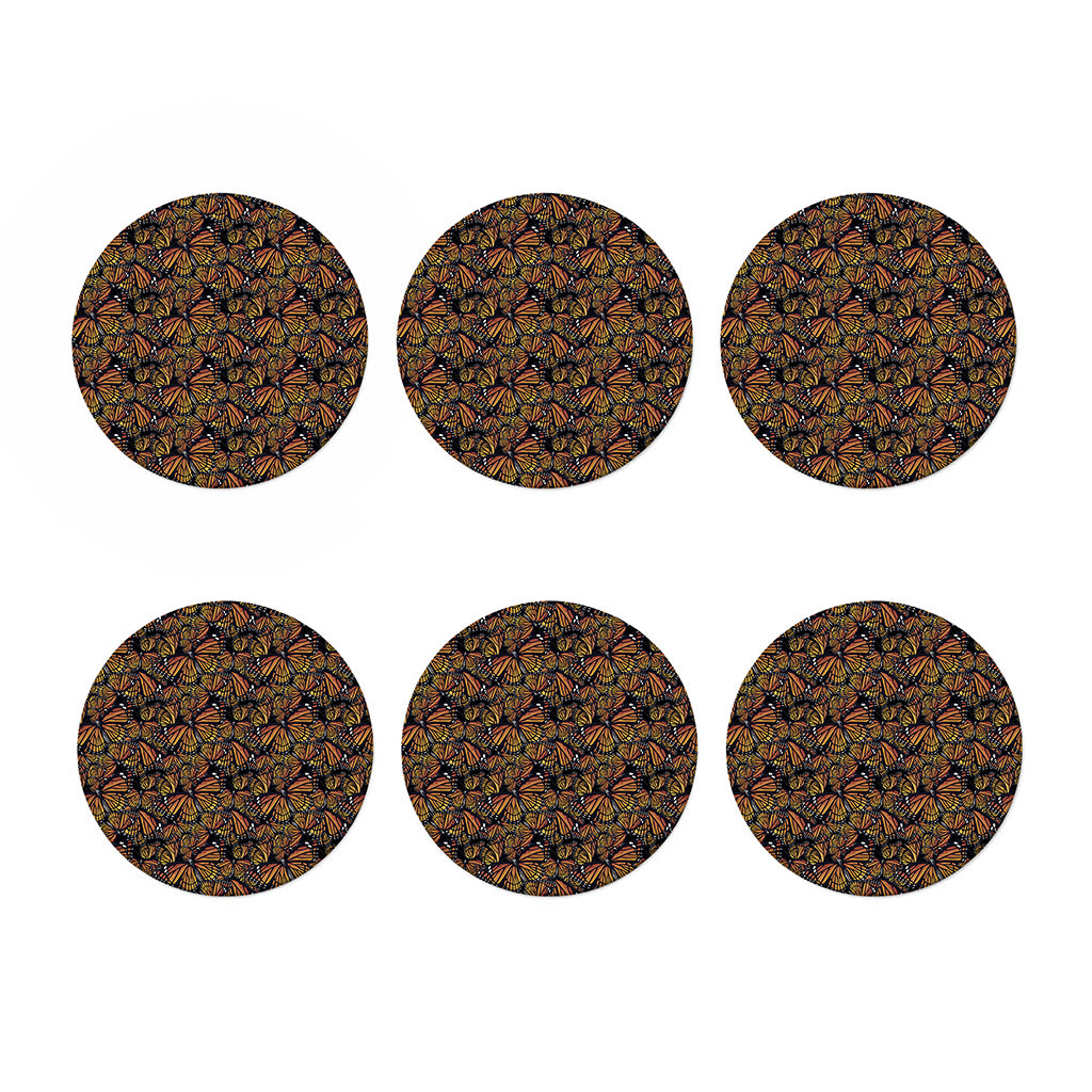 Vintage Monarch Butterfly Pattern Print Coaster Set