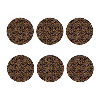 Vintage Monarch Butterfly Pattern Print Coaster Set