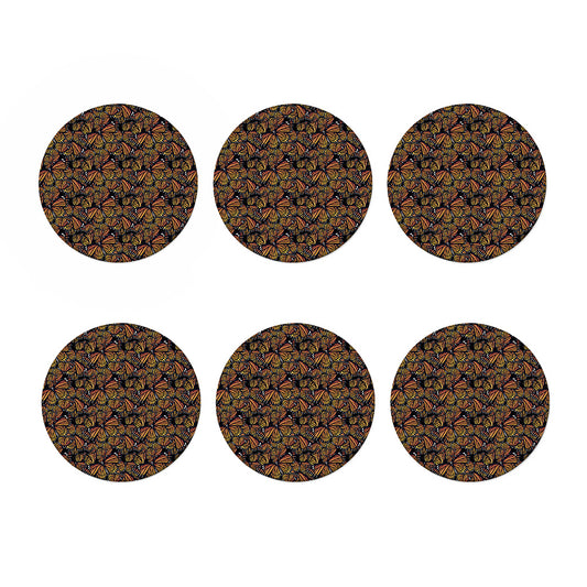 Vintage Monarch Butterfly Pattern Print Coaster Set