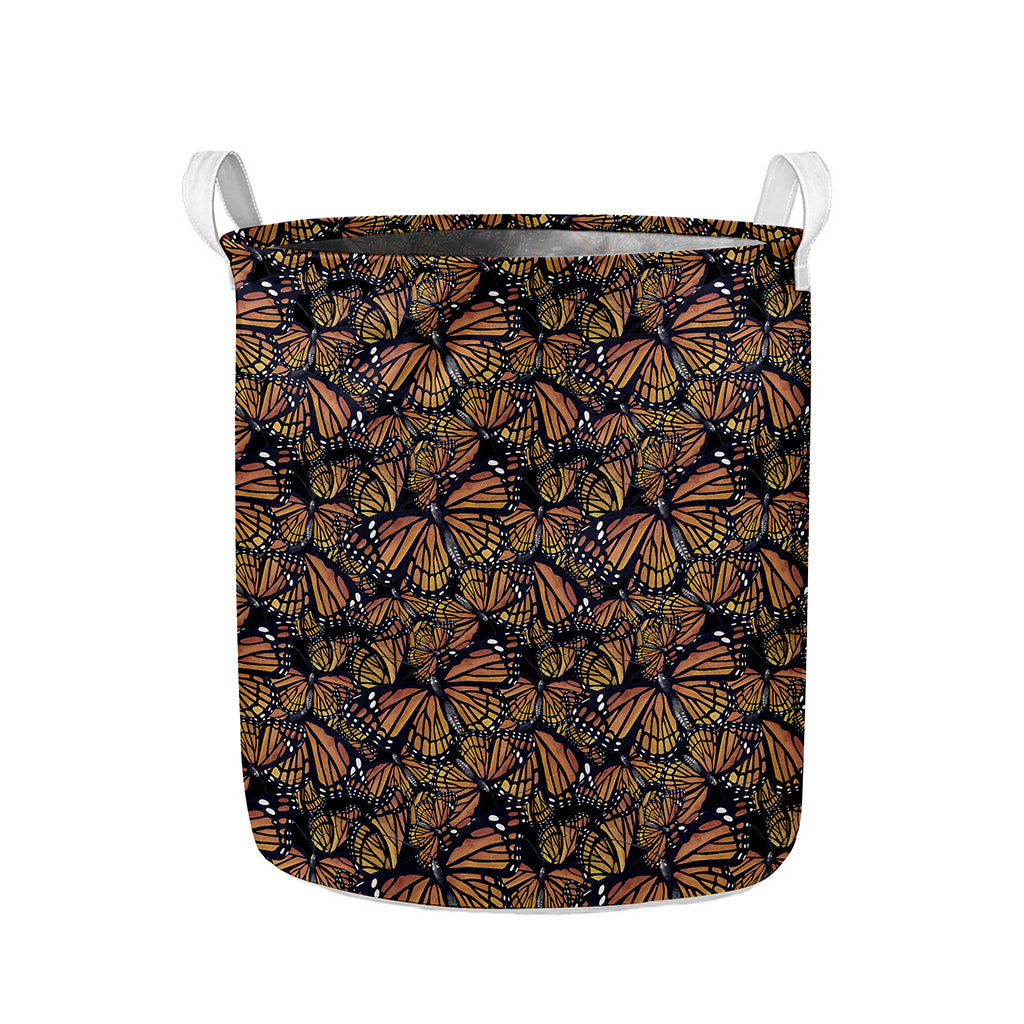 Vintage Monarch Butterfly Pattern Print Collapsible Laundry Basket