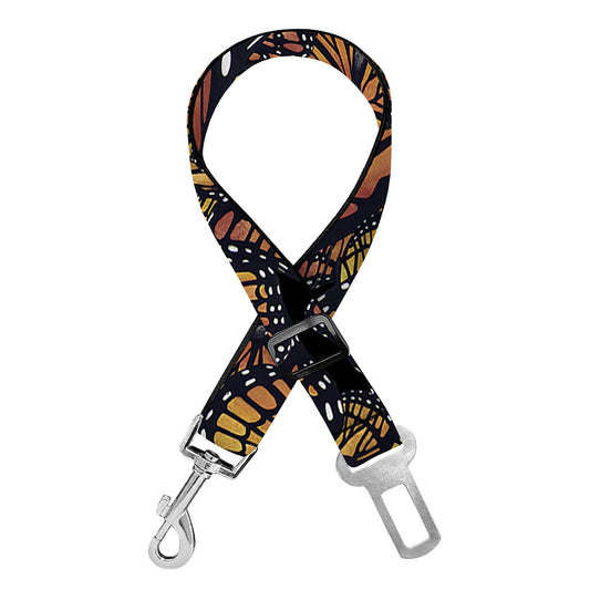 Vintage Monarch Butterfly Pattern Print Dog Seat Belt