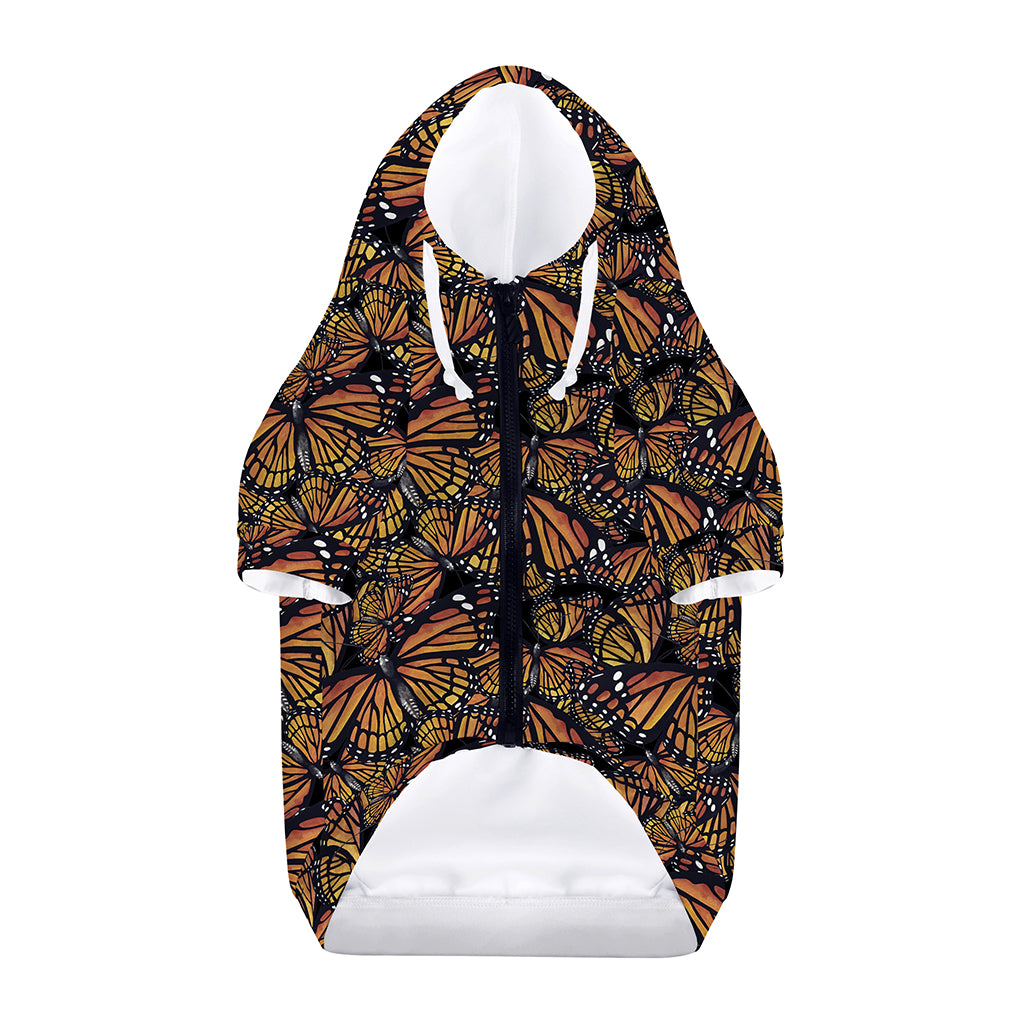 Vintage Monarch Butterfly Pattern Print Dog Zip Up Hoodie