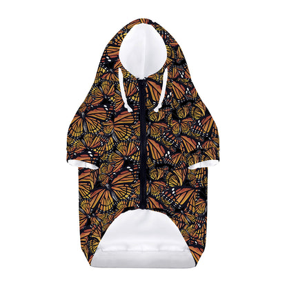 Vintage Monarch Butterfly Pattern Print Dog Zip Up Hoodie