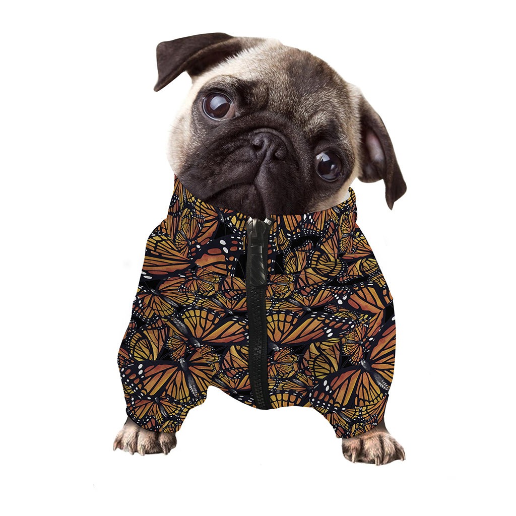 Vintage Monarch Butterfly Pattern Print Dog Zip Up Jacket