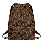 Vintage Monarch Butterfly Pattern Print Drawstring Backpack