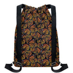 Vintage Monarch Butterfly Pattern Print Drawstring Backpack
