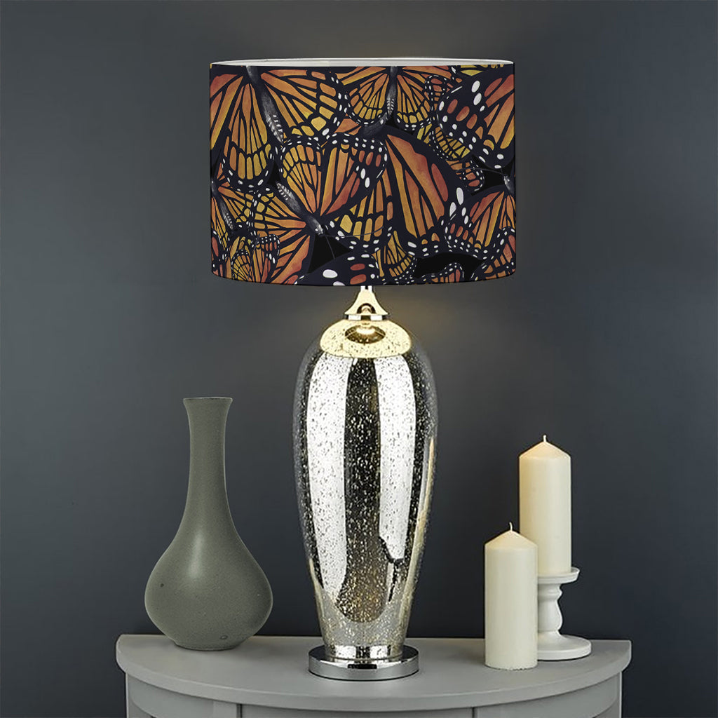 Vintage Monarch Butterfly Pattern Print Drum Lamp Shade