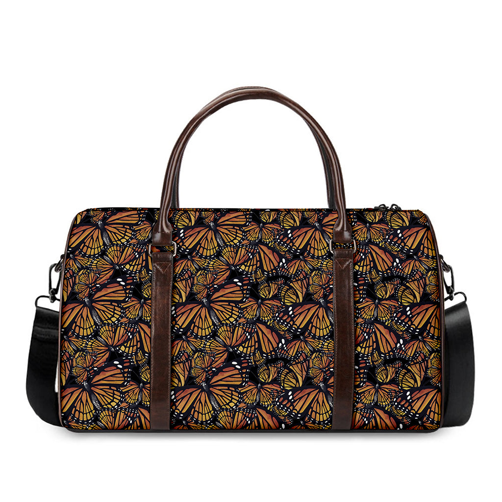 Vintage Monarch Butterfly Pattern Print Duffle Bag