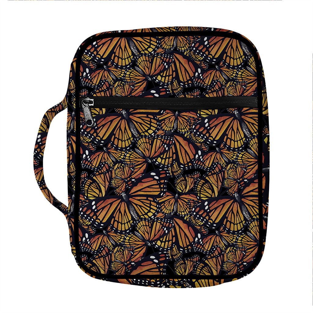 Vintage Monarch Butterfly Pattern Print Front Pocket Bible Bag
