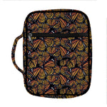 Vintage Monarch Butterfly Pattern Print Front Pocket Bible Bag