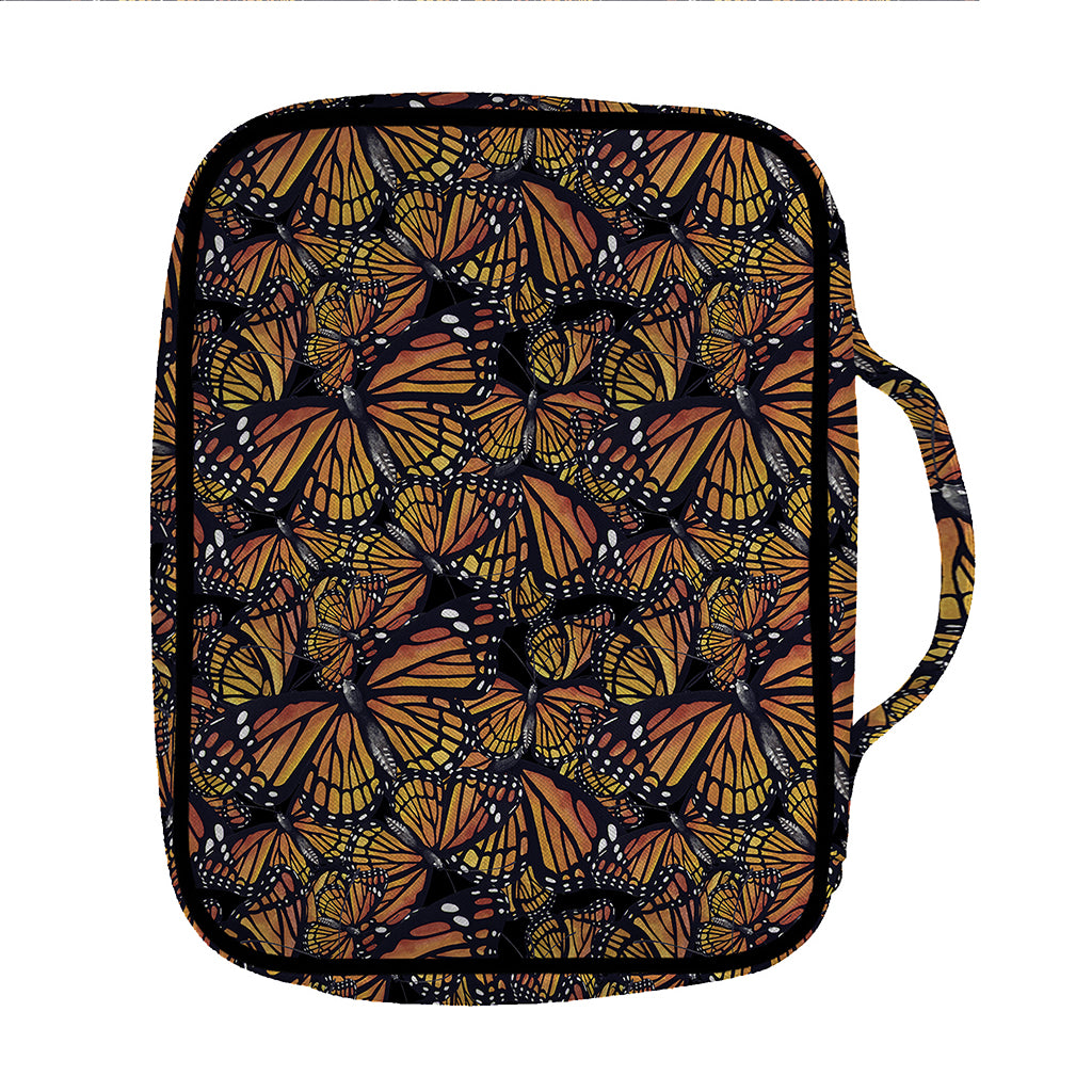 Vintage Monarch Butterfly Pattern Print Front Pocket Bible Bag