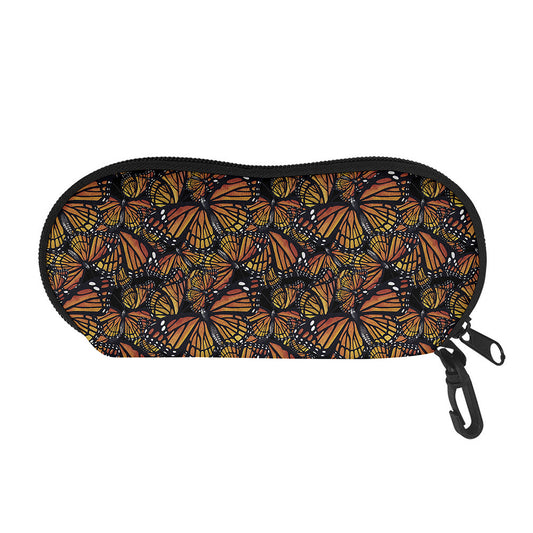 Vintage Monarch Butterfly Pattern Print Glasses Case
