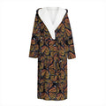 Vintage Monarch Butterfly Pattern Print Hooded Bathrobe