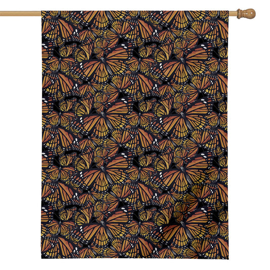 Vintage Monarch Butterfly Pattern Print House Flag