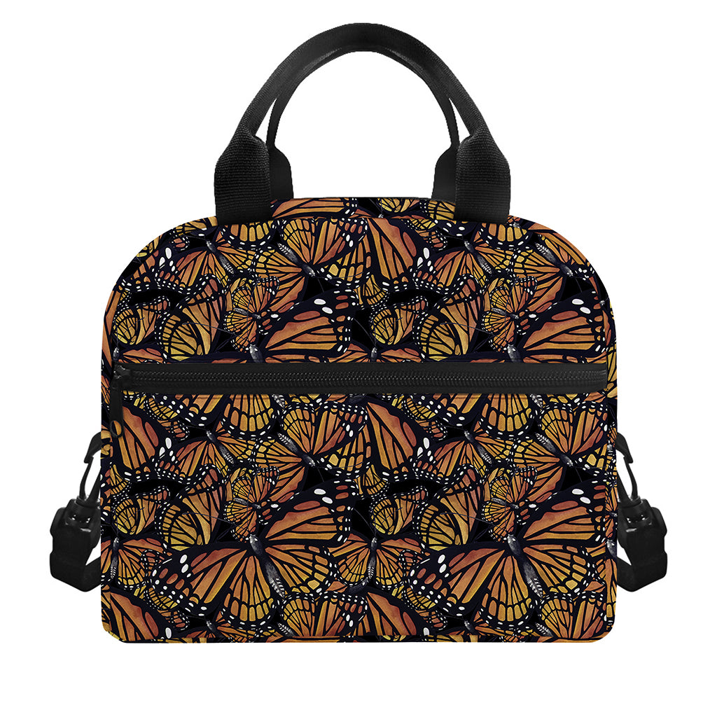 Vintage Monarch Butterfly Pattern Print Insulated Lunch Bag
