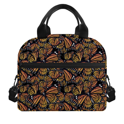 Vintage Monarch Butterfly Pattern Print Insulated Lunch Bag