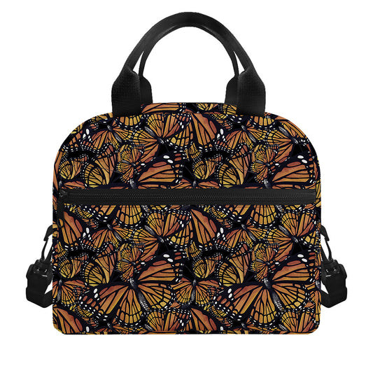 Vintage Monarch Butterfly Pattern Print Insulated Lunch Bag