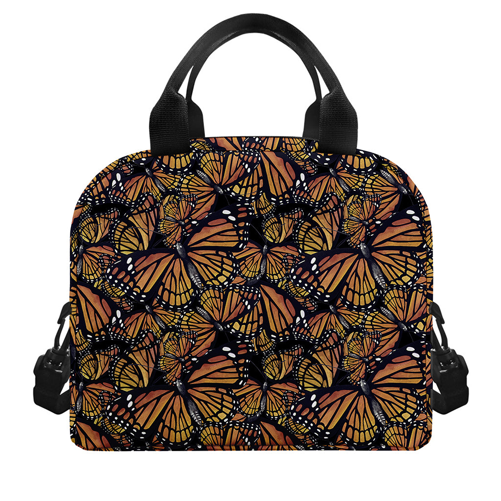 Vintage Monarch Butterfly Pattern Print Insulated Lunch Bag