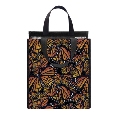 Vintage Monarch Butterfly Pattern Print Insulated Lunch Tote