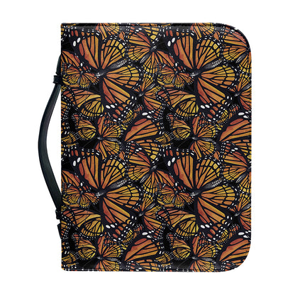 Vintage Monarch Butterfly Pattern Print Leather Bible Cover
