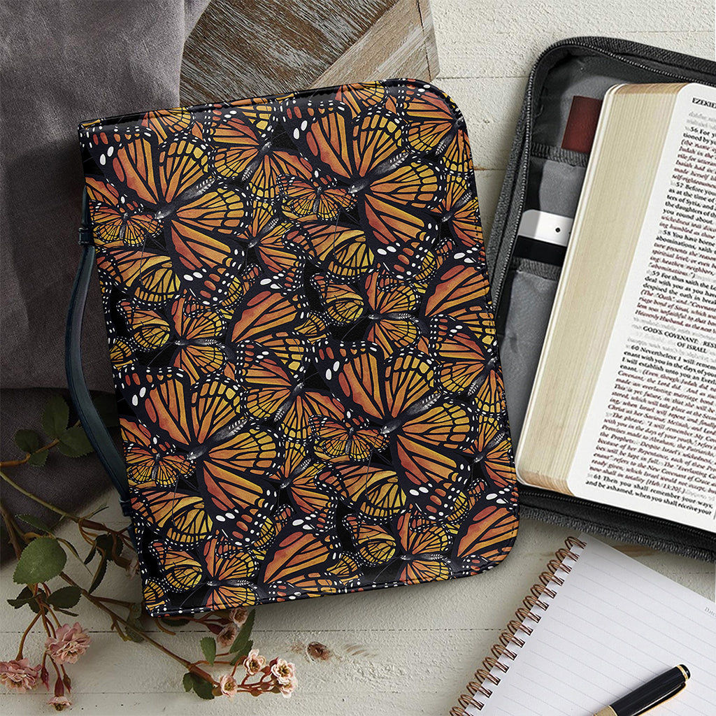 Vintage Monarch Butterfly Pattern Print Leather Bible Cover