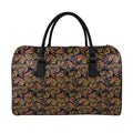 Vintage Monarch Butterfly Pattern Print Leather Duffel Bag