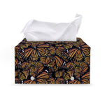 Vintage Monarch Butterfly Pattern Print Leather Tissue Box Cover
