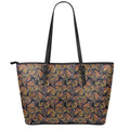 Vintage Monarch Butterfly Pattern Print Leather Tote Bag With Zipper