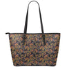 Vintage Monarch Butterfly Pattern Print Leather Tote Bag