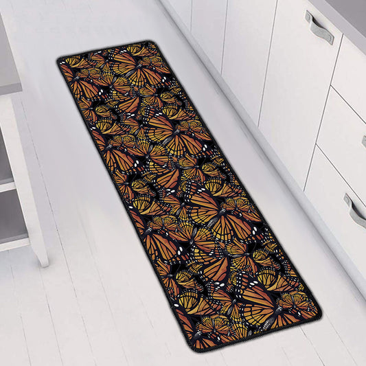 Vintage Monarch Butterfly Pattern Print Long Kitchen Mat