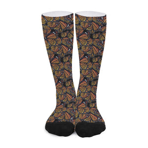 Vintage Monarch Butterfly Pattern Print Long Socks