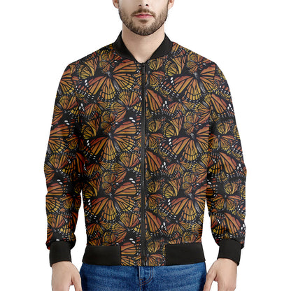 Vintage Monarch Butterfly Pattern Print Men's Bomber Jacket