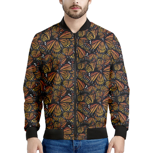 Vintage Monarch Butterfly Pattern Print Men's Bomber Jacket