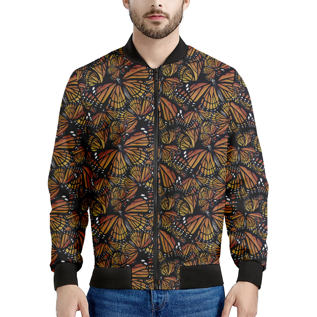 Vintage Monarch Butterfly Pattern Print Men's Bomber Jacket