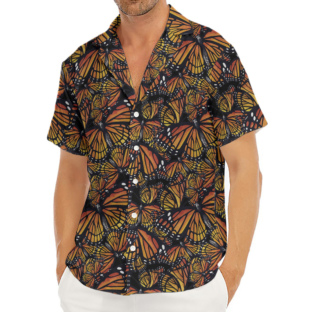 Vintage Monarch Butterfly Pattern Print Men's Deep V-Neck Shirt