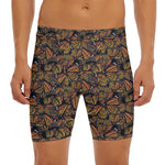 Vintage Monarch Butterfly Pattern Print Men's Long Boxer Briefs