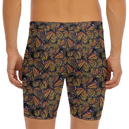 Vintage Monarch Butterfly Pattern Print Men's Long Boxer Briefs