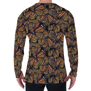 Vintage Monarch Butterfly Pattern Print Men's Long Sleeve T-Shirt