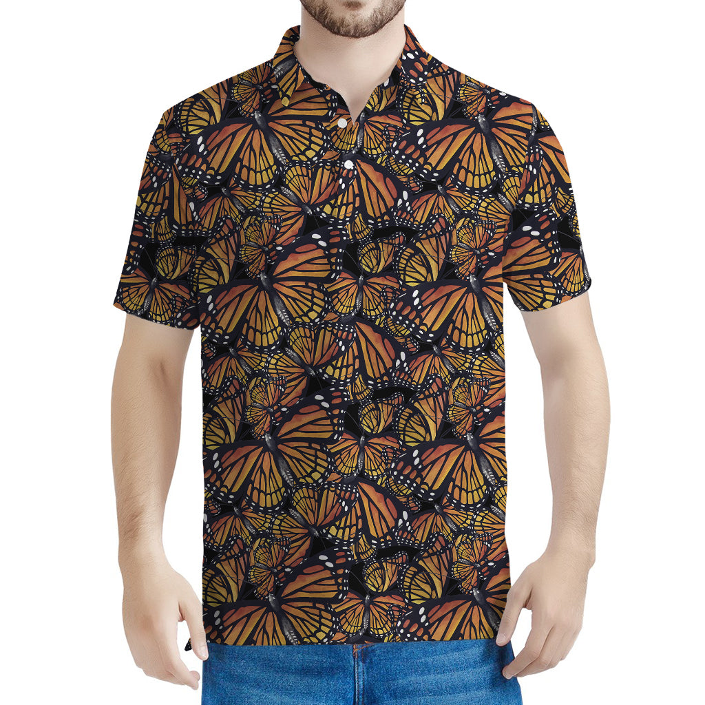 Vintage Monarch Butterfly Pattern Print Men's Polo Shirt