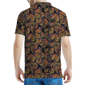 Vintage Monarch Butterfly Pattern Print Men's Polo Shirt